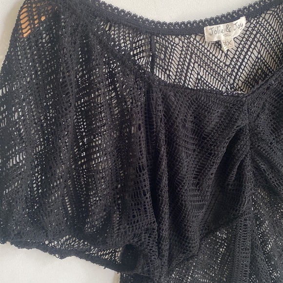 Jolie & Joy short sleeve black crochet top, Size 3X, NWT - Picture 2 of 5
